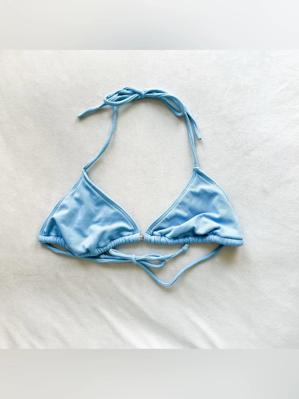 Vintage Esprit Pastel Blue Triangle Bikini Top with Silver Charms